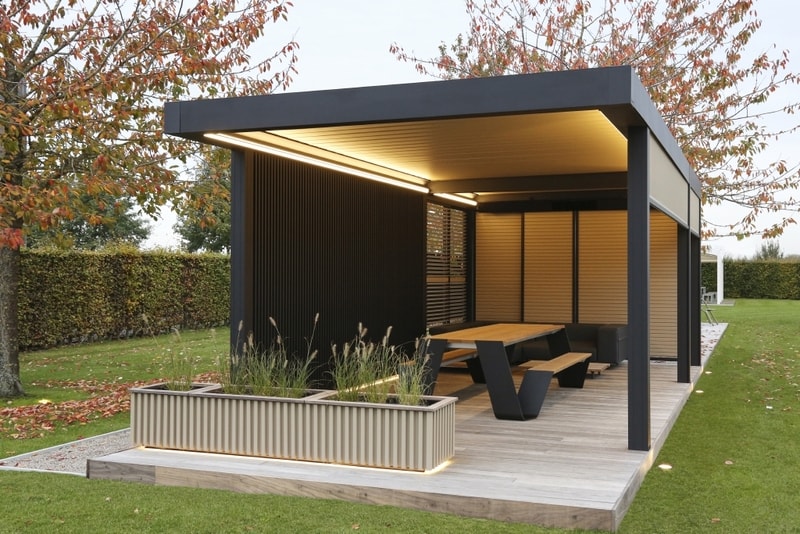 Modern pergola LED lights from Renson Outdoor.