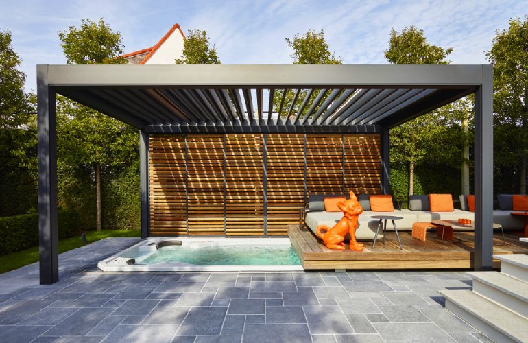 A Renson Pergola Outside And Yet, How Do You Cover An Outdoor Patio